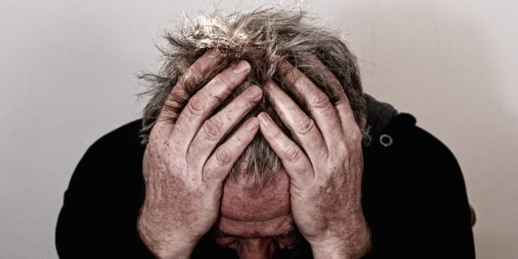 This shows a man in pain