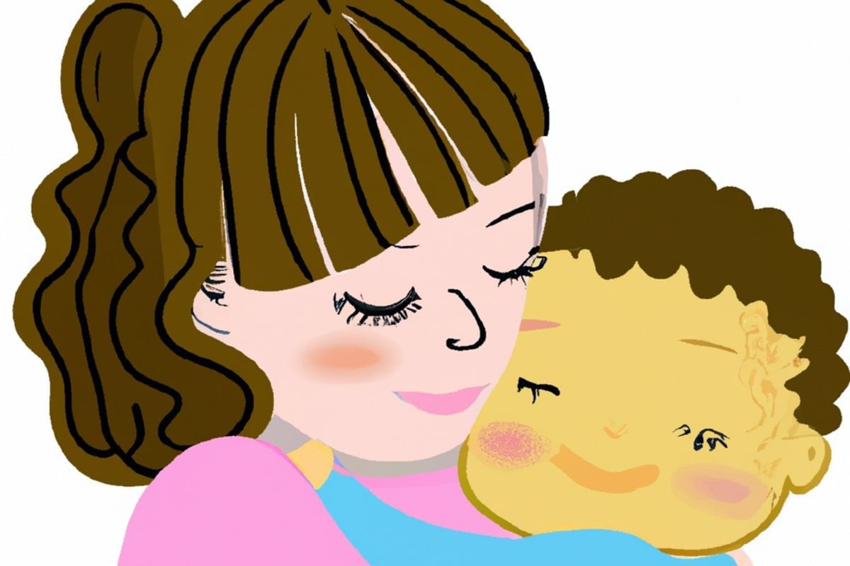 This is a drawing of a mom and baby