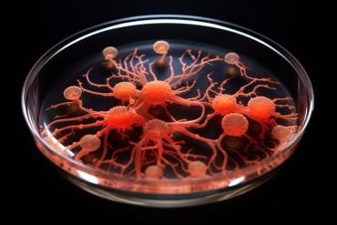 This is an AI representation of a brain organoid in a petri dish.