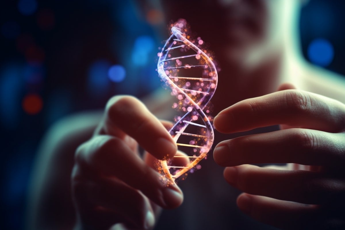 This shows a person holding DNA.
