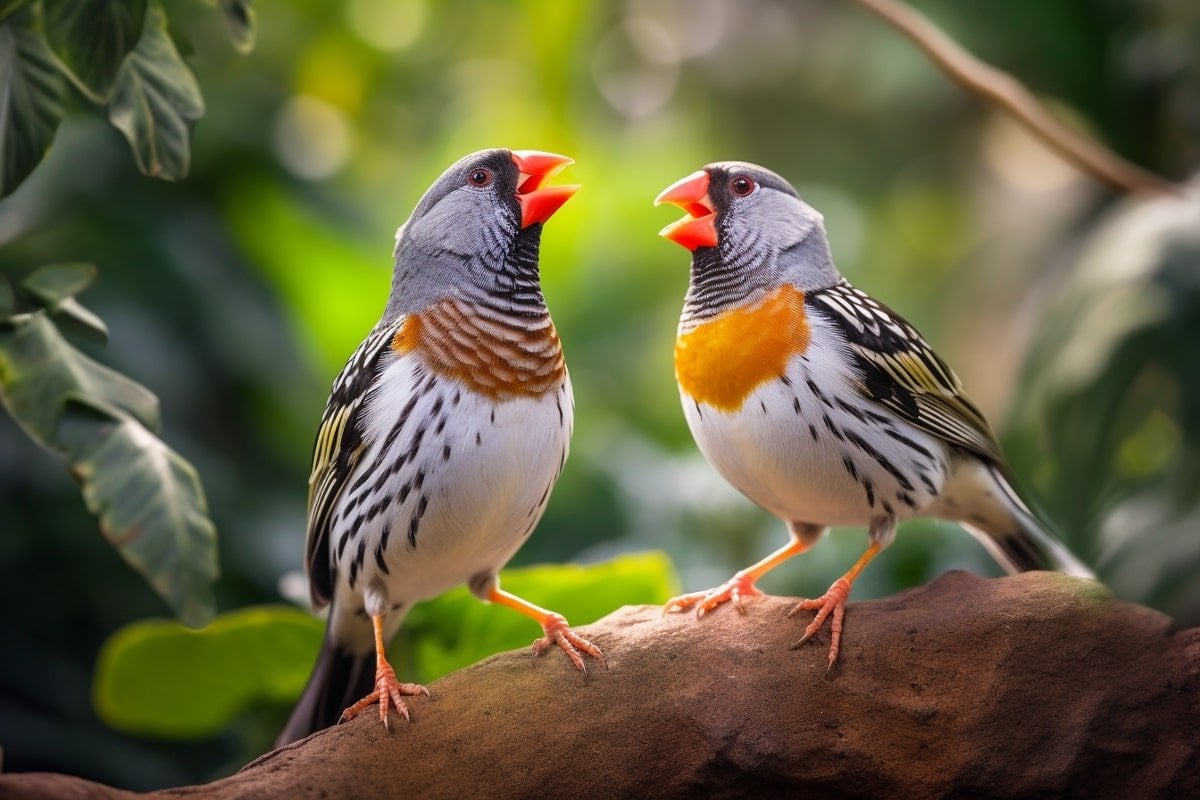 This shows zebra finches.