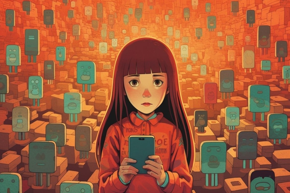 This shows a child with a cell phone.