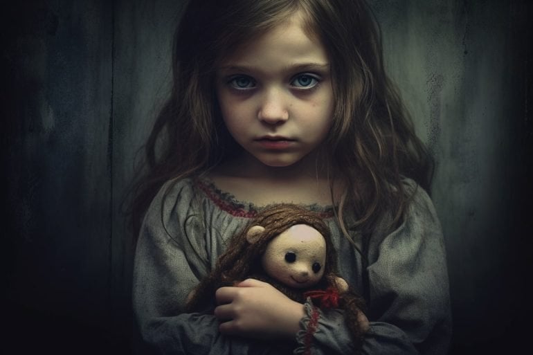 This shows a sad little girl.