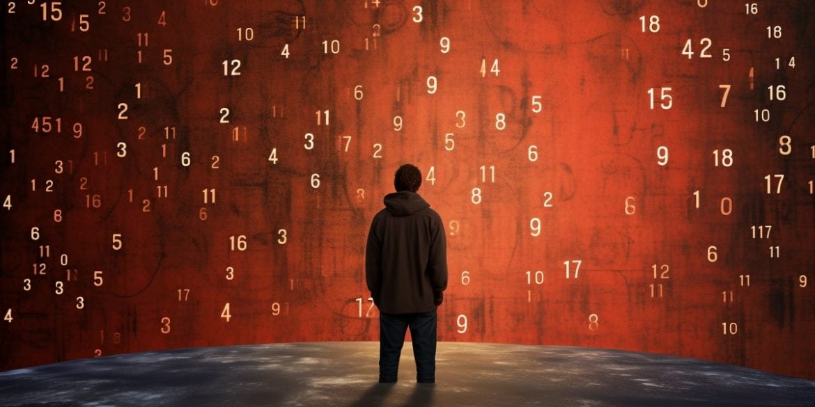 This shows a man surrounded by numbers.