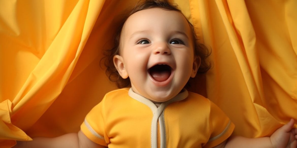 This shows a happy baby.