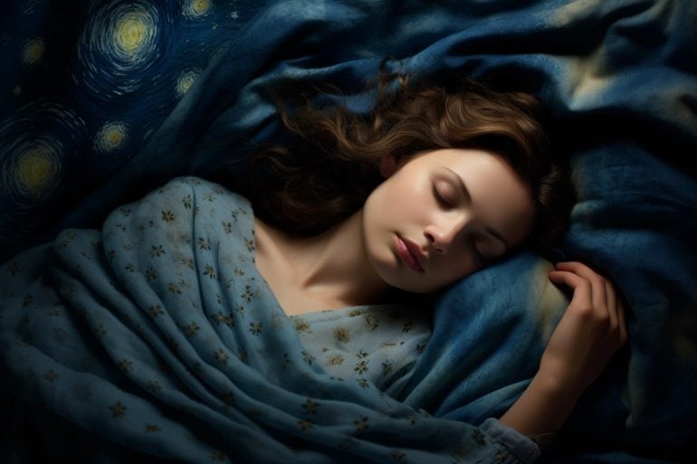 This shows a woman sleeping.