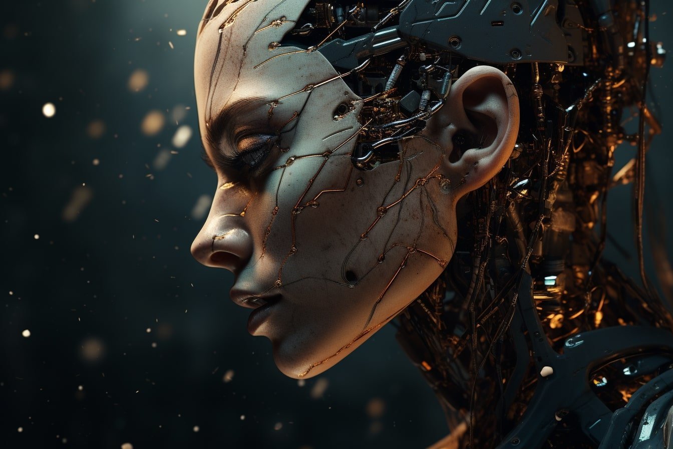 This shows a robotic woman.