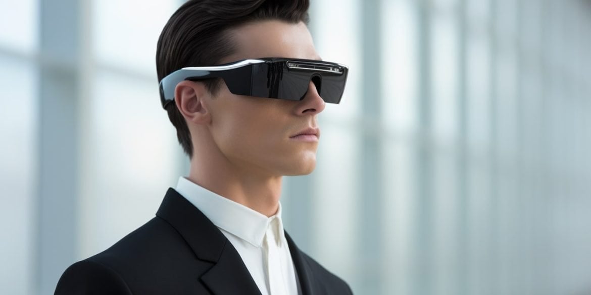 This shows a man in smart glasses.