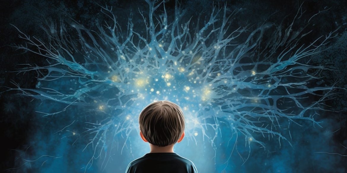 This shows a child and astrocytes.