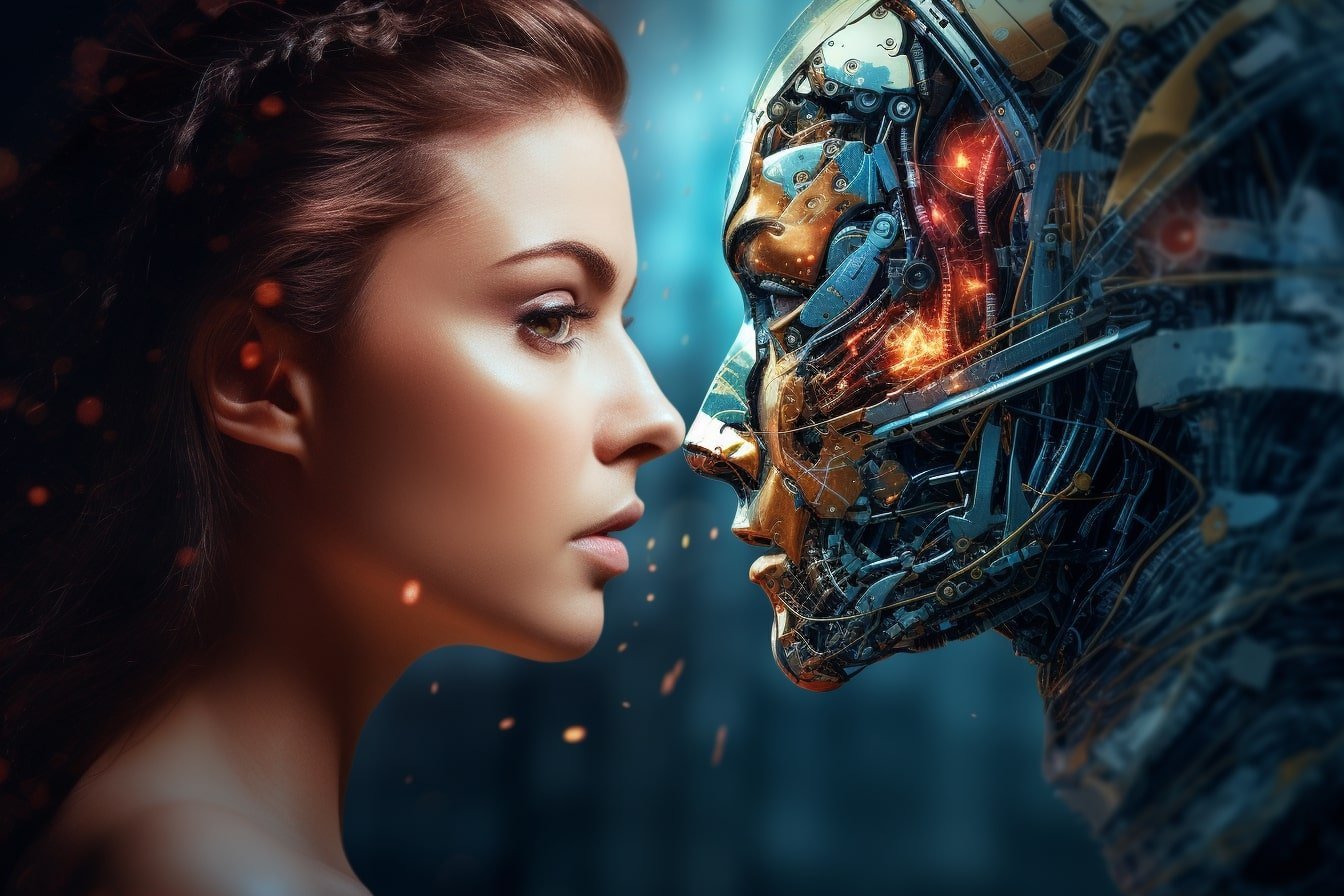This shows a woman and a robot.