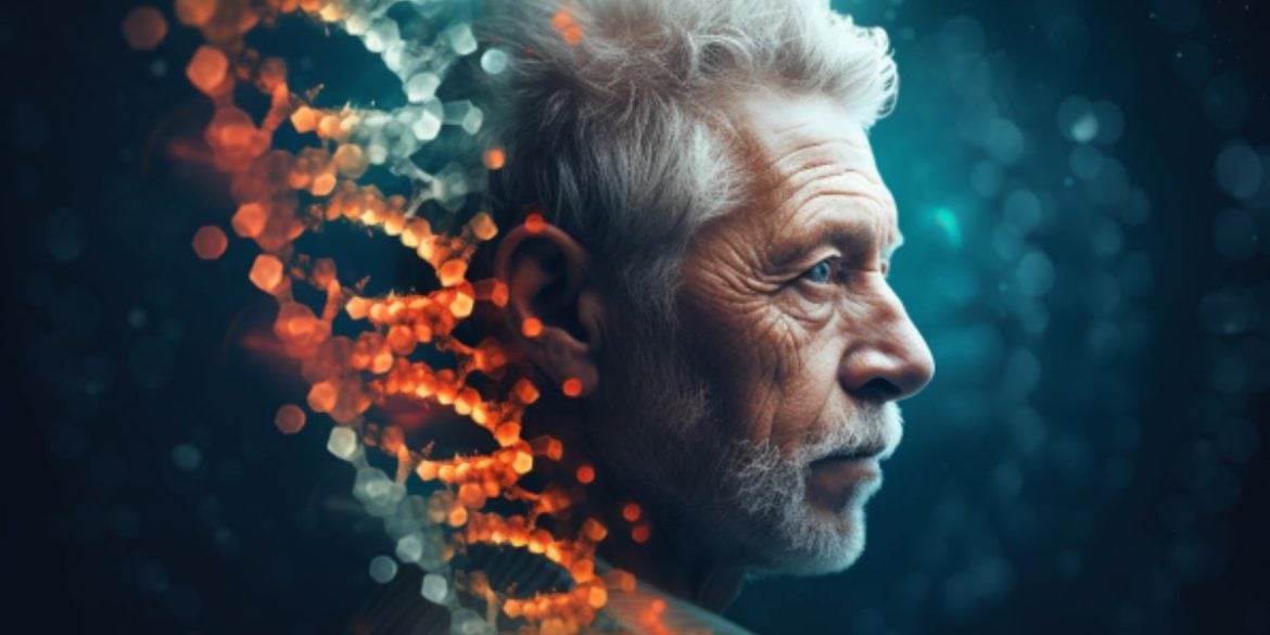 This shows an older man and DNA.