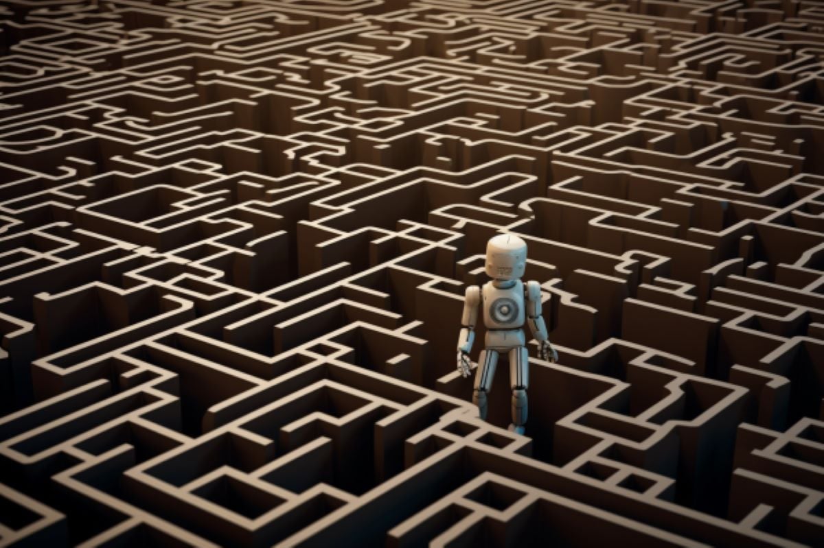 This shows a robot in a maze.