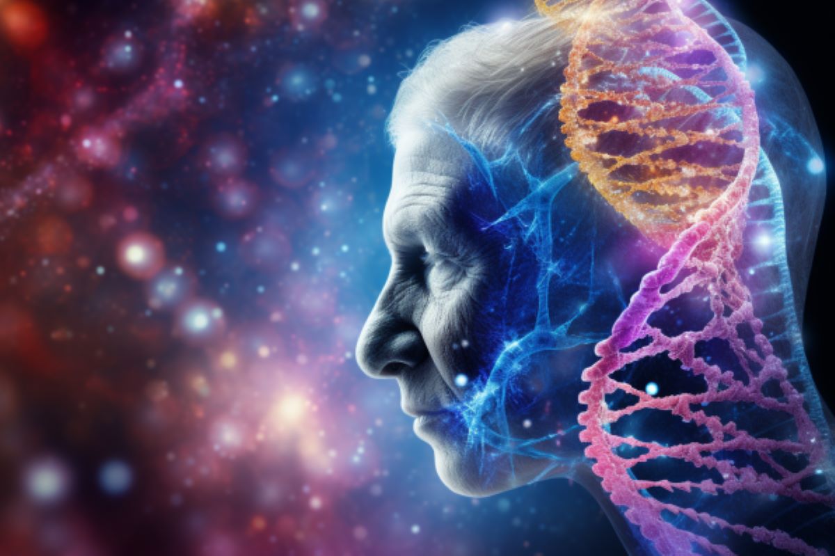 This shows an older man and DNA.