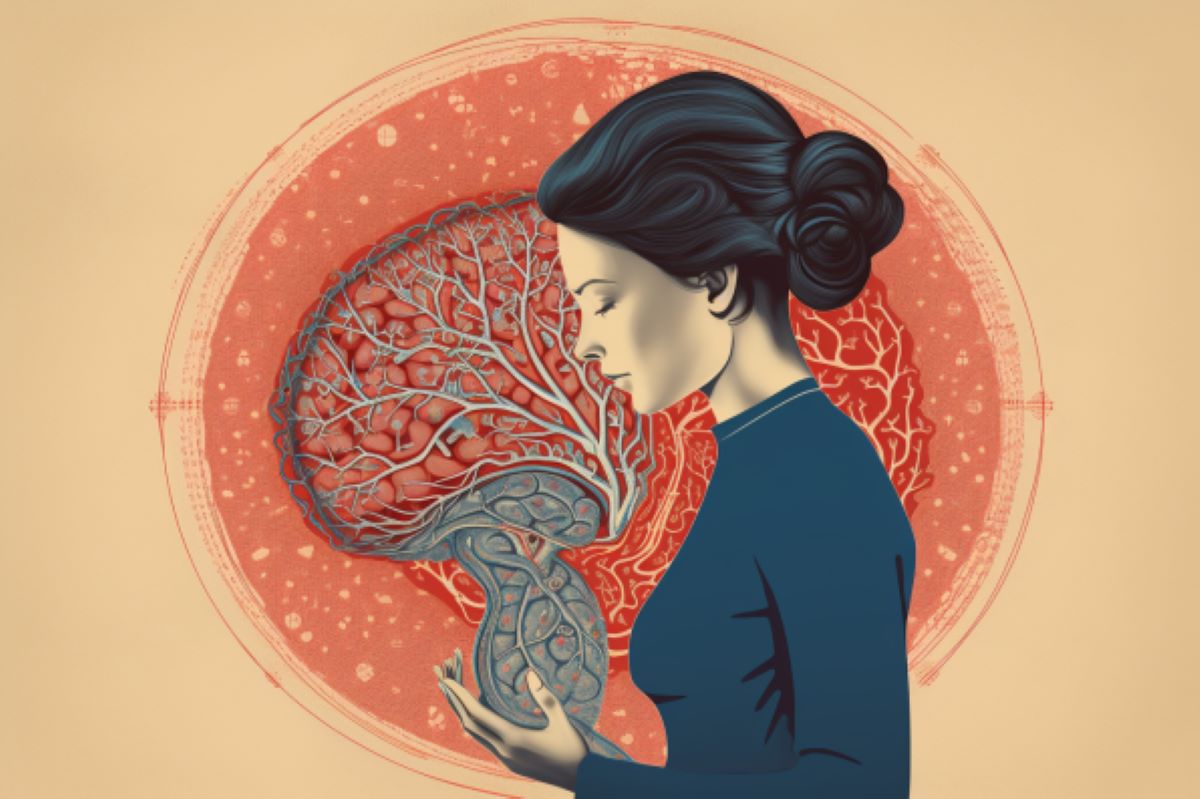 This shows a woman and a brain