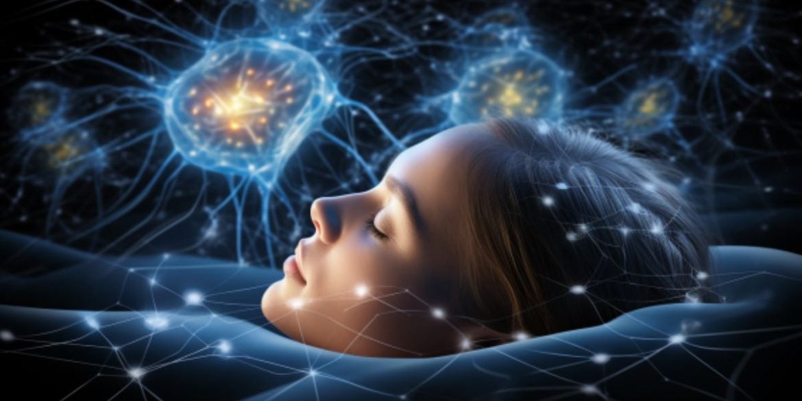 This shows a woman sleeping and neurons.