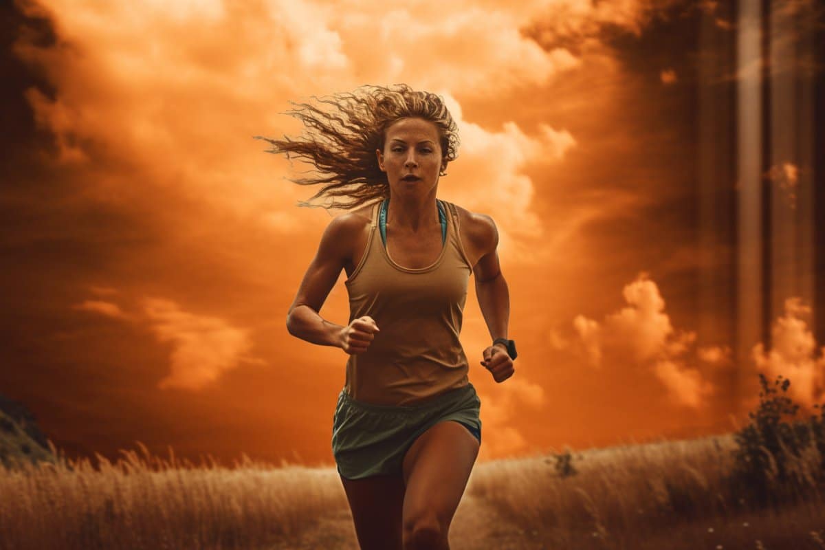 This shows a woman running.