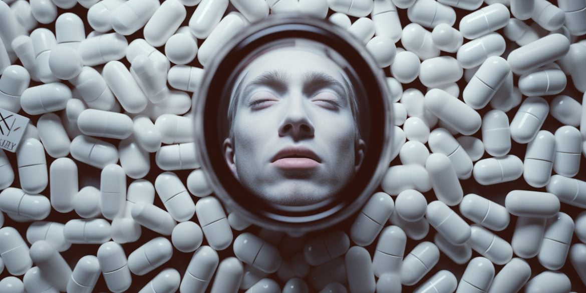 This shows a face and pills.
