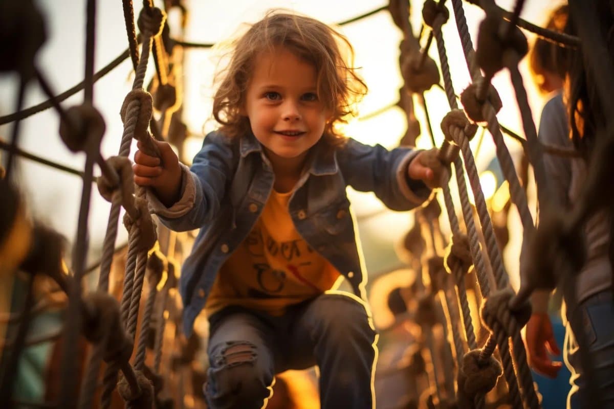 This shows a child in a playground.