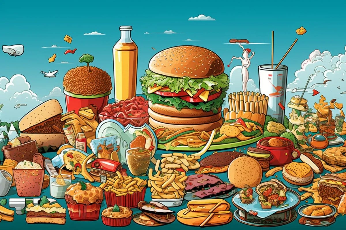 This is a cartoon of fast food.