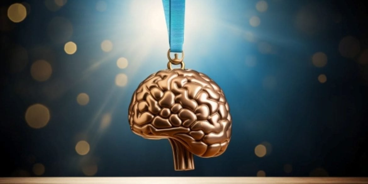 This shows a brain made into a medal.