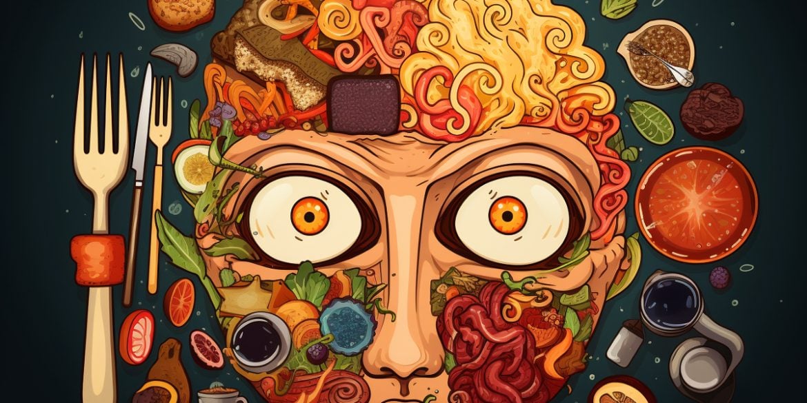 This shows a head made of food.