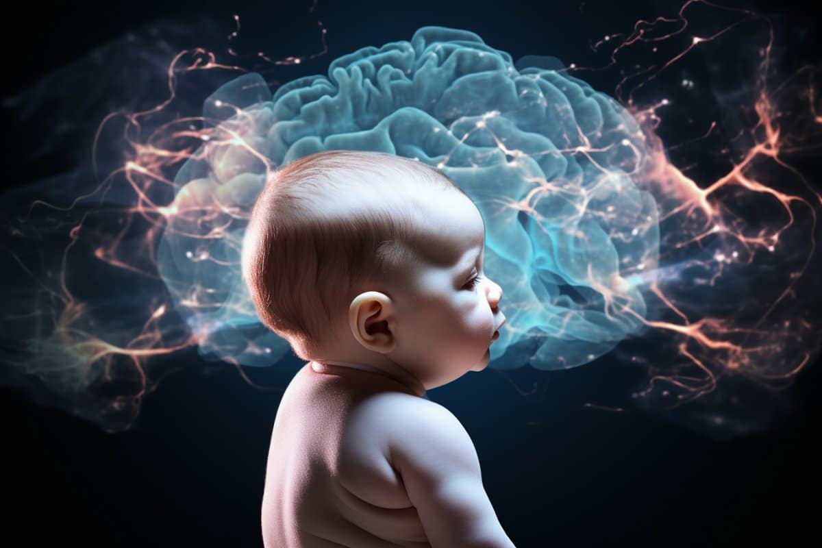 This shows a baby and a brain.