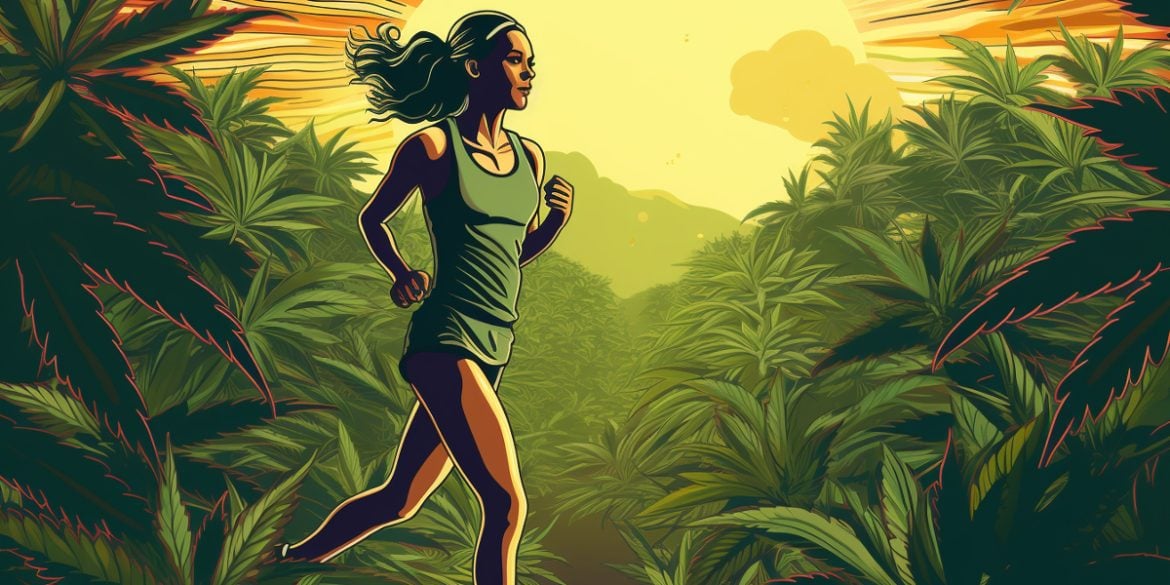 This shows a woman running through leaves.