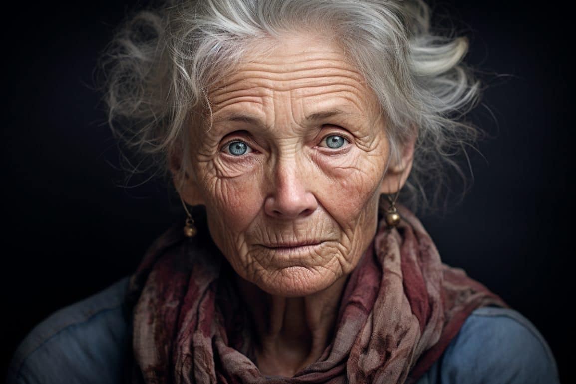 This shows an older woman.