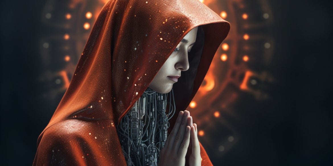 This shows a woman praying.