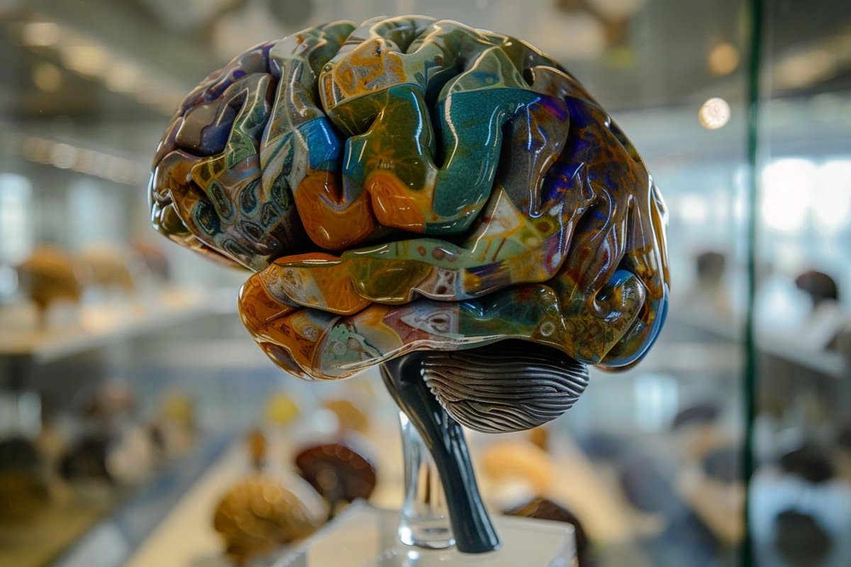 This shows a statue of a brain.