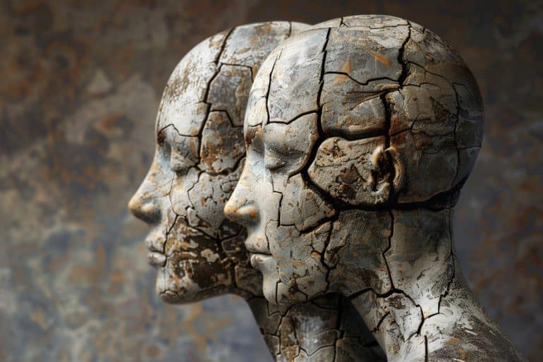 This shows two head statues.