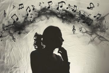 This shows a woman and musical notes.