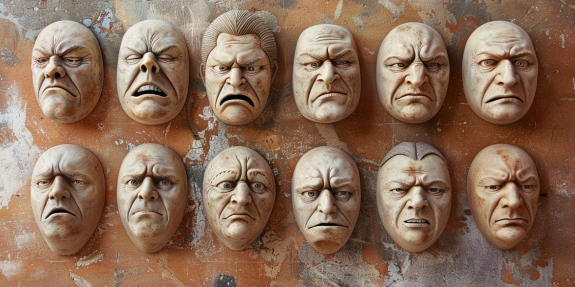 This shows different emotions on faces.