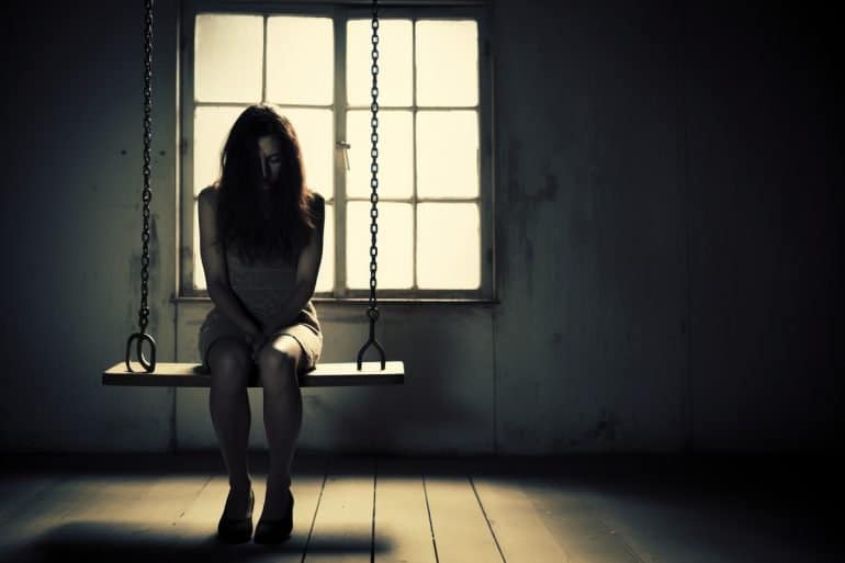 This shows a sad woman.