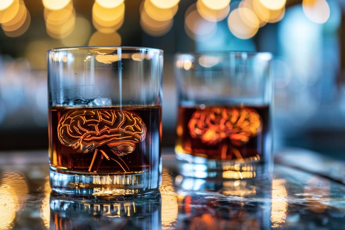 This shows brains in scotch glasses.