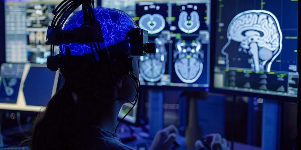 This shows a person looking at brain scans.