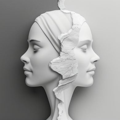 This shows a statue with two faces.