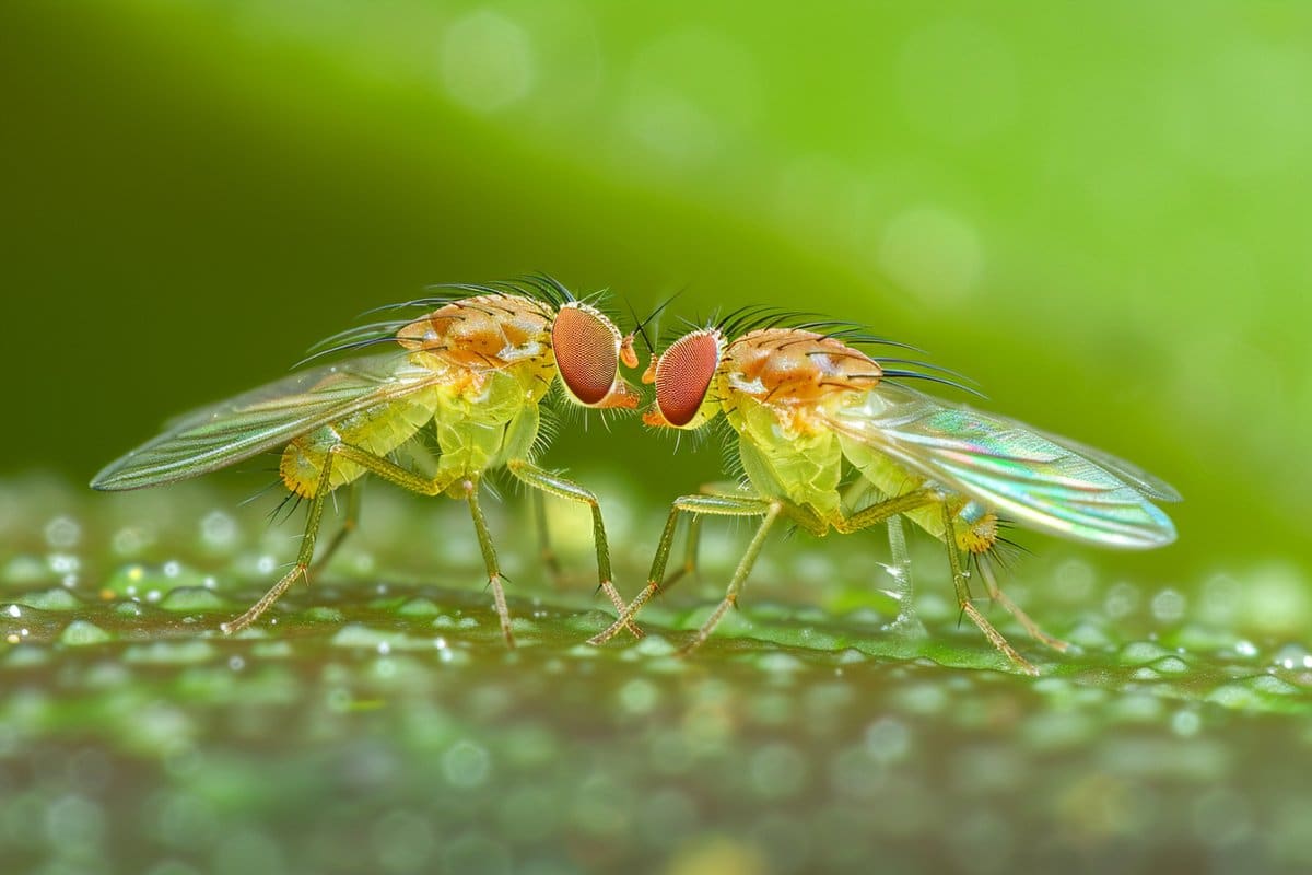 This shows two fruitflies.