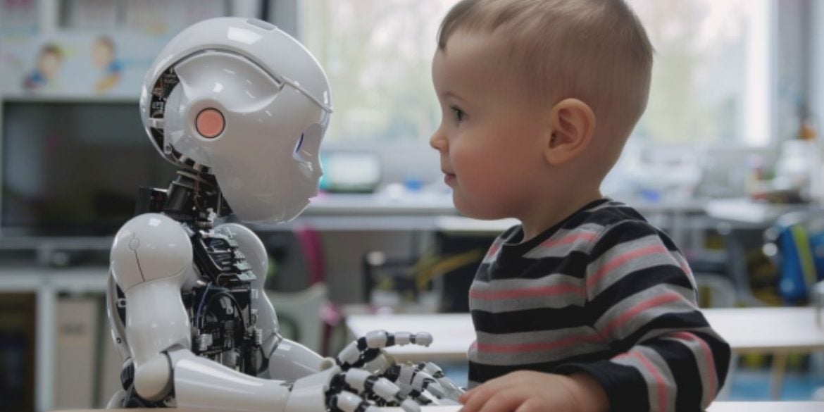 This shows a baby and robot.
