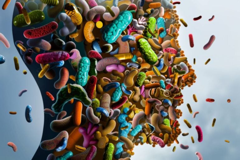 This shows a head made of bacteria.