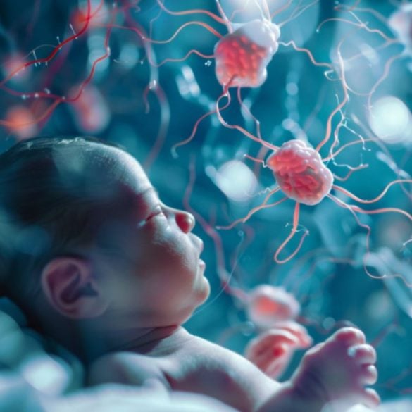 This shows a baby and immune cells.