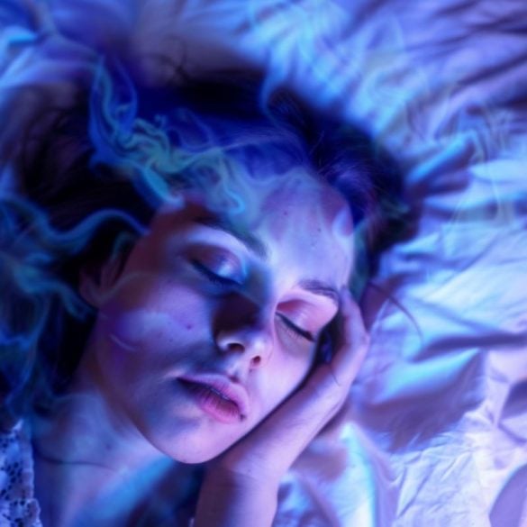 This shows a woman sleeping.