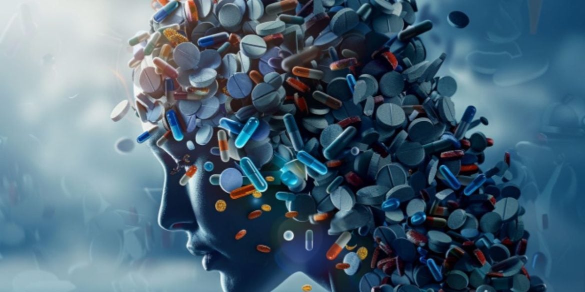 This shows a head made of pills.