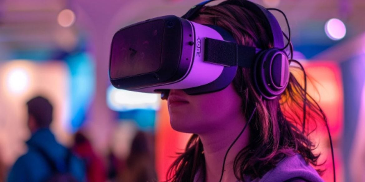 This shows a girl in a VR headset.
