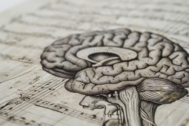 This shows a brain on sheet music.