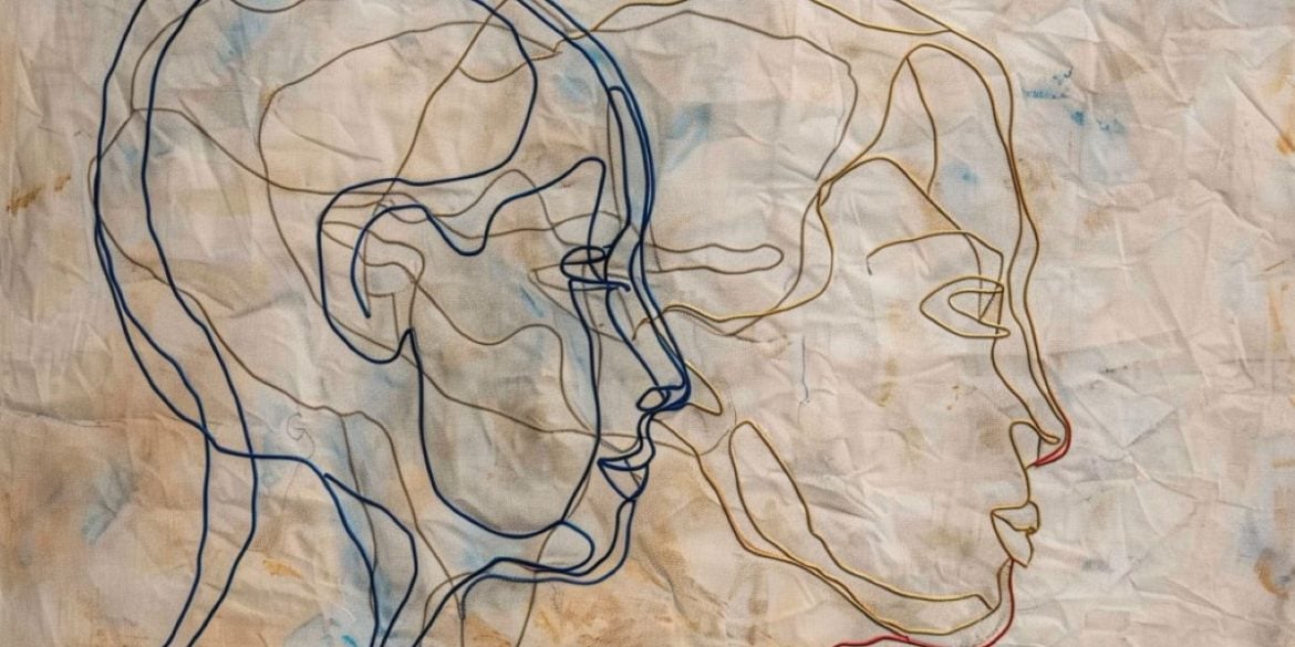 This shows the outline of a man and a woman's head.