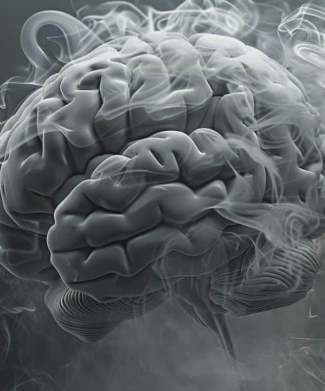 This shows a brain surrounded by smoke.