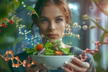 This shows a woman and a salad.