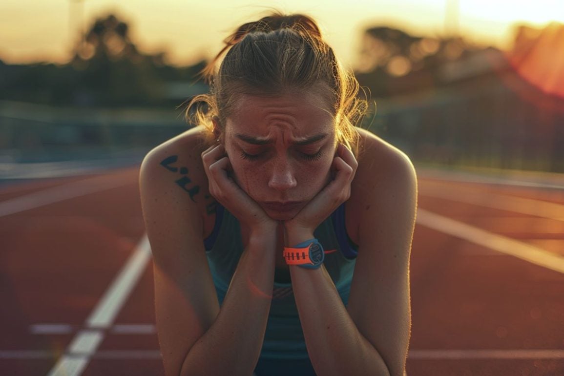 This shows an exhausted runner.