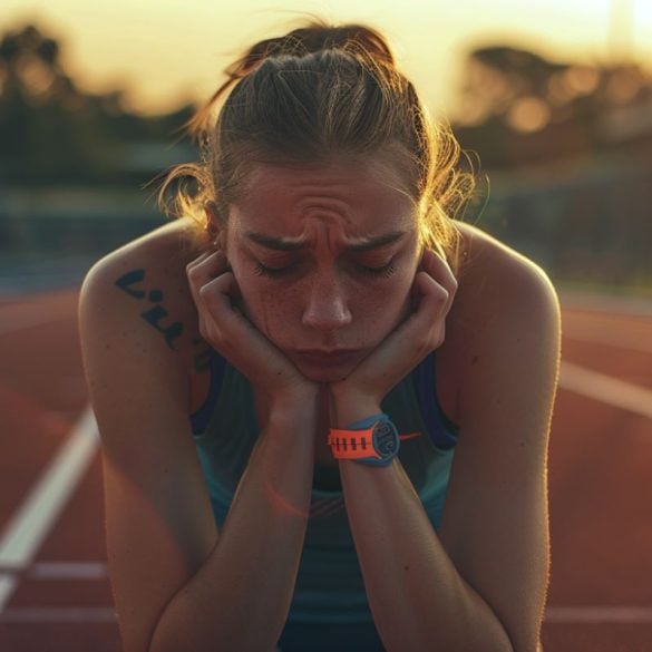 This shows an exhausted runner.